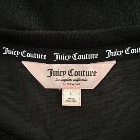 Juicy Couture Velour Rhinestone Spell Out Tee Black Large - Picture 12 of 14